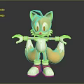 Game Movie Yellow Fox Character Standing With Two Tails Red Shoes And White Gloves
