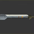 Tactical Missile Weapon With Metallic Body Orange Stripes And Tail Fins