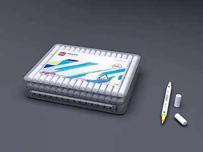 Transparent Pencil Case With Multiple Colored Pens And Stationery Set For Students 3d model