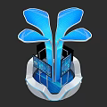 Modern Hi Tech Exhibition Island With Petal Shaped Top And Digital Data Screens