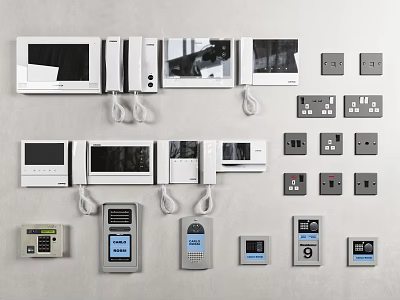 Various Designs Of Wall Mounted Switch Panels With Door Entry And Intercom Systems 3d model