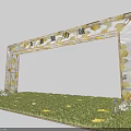 Wanxiang Charm City Event Gateway Decorated with Ginkgo Leaves Grass Lawn and Scattered Lanterns