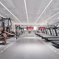 Spacious Modern Gym Interior With Treadmills Strength Training Machines And Bright Lighting