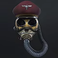 Fire Equipment Respirator Mask with Red Helmet Grid Goggles Badge and Breathing Tube