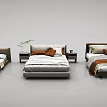 Modern Double Bed Designs With Bedside Tables Pillows And Bedding 3d model