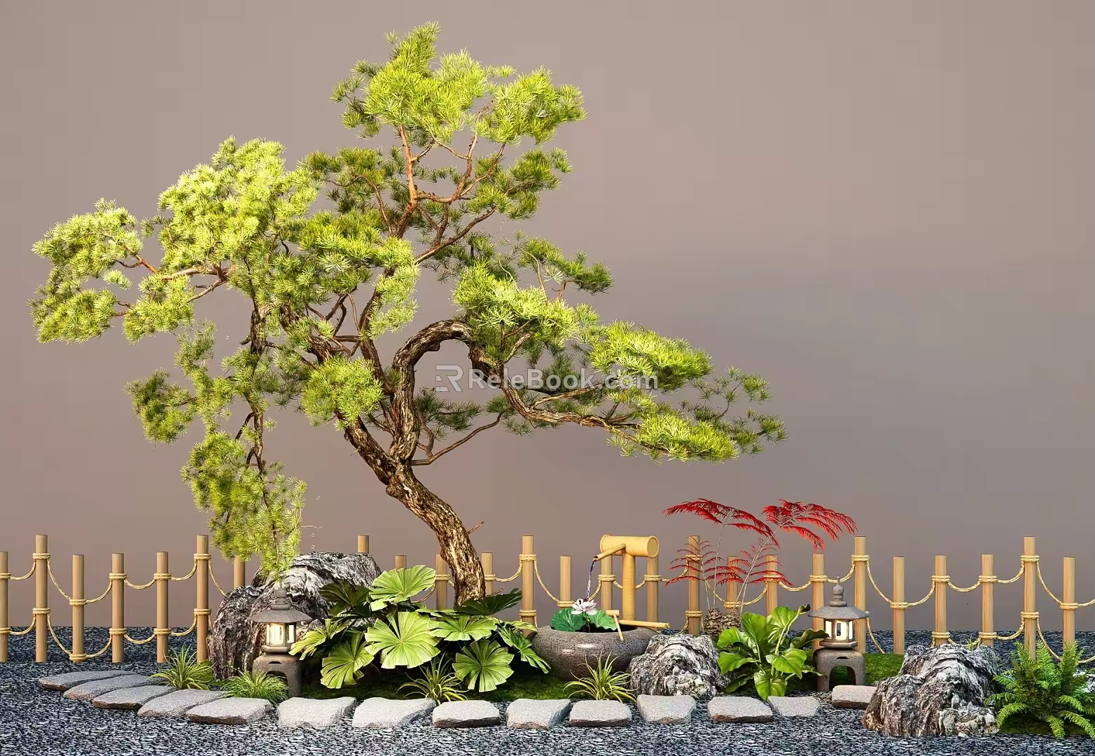pine landscape modeling tree mountain pine stone micro terrain 3d model