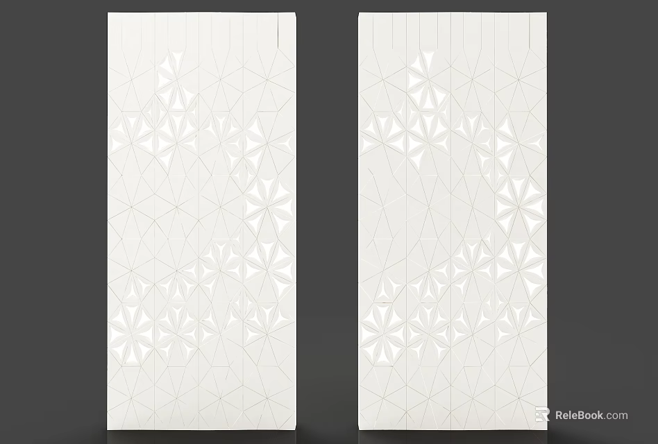 Modern Decorative Room Dividers With White Geometric Patterns For Interior Design 3d model 