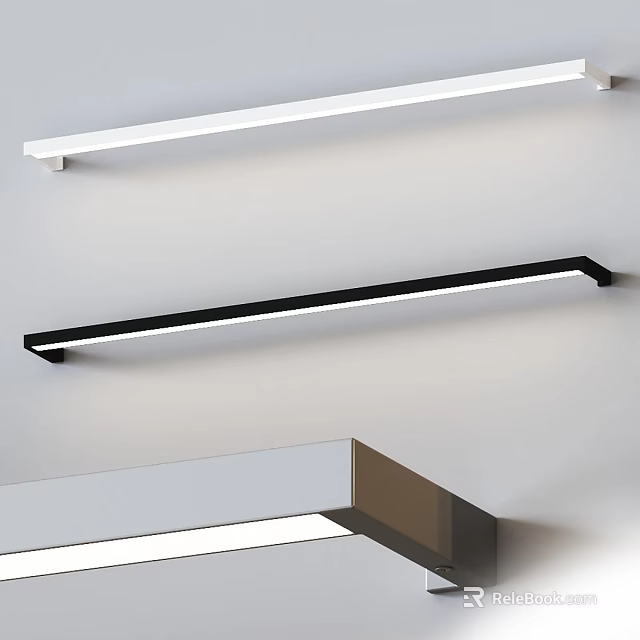 Modern White and Black Slim Linear Wall Mounted Wall Lights 3d model 