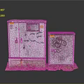 Old Weathered Electrical Utility Boxes With Graffiti And Green Grass Base