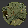 Miniature Circular Landscape Model With Trees Grass Small House And Animals