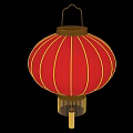 Traditional Red Chinese Lantern With Golden Stripes And Hanging Tassel Decoration