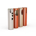 Cylindrical Lockers In Silver Orange Gold Red With Unique Cutout Shapes And Modern Style