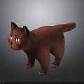 Red Cat 3D Model In Standing Pose With Gray Background And Detailed Design