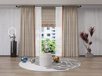 Modern Curtain Fabric Curtain 3d model