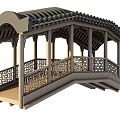 Ancient Bridge Wooden Bridge Corridor Channel Landscape Bridge Landscape Bridge 3d model