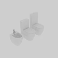 Sleek Modern White Toilet In Bathroom With Sink And Wall Fixtures