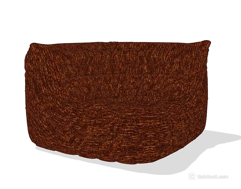 Cozy Brown Woven Texture Bean Bag Chair for Comfortable Living Space 3d model 