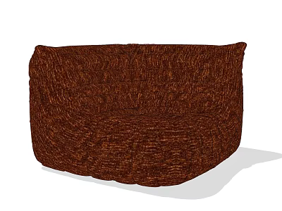 Cozy Brown Woven Texture Bean Bag Chair for Comfortable Living Space 3d model