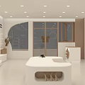 Elegant Modern Clothing Store Interior With White Display Racks Wooden Elements And Round Decor