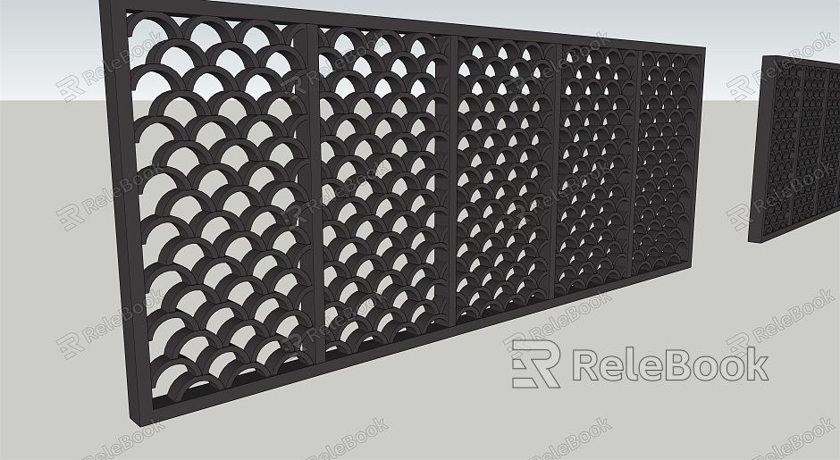 Chinese-style fence tile hollow fence model