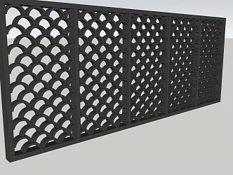 Chinese-style fence tile hollow fence 3d model