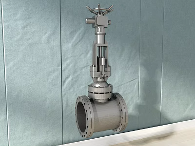 Durable Industrial Gate Valve With Manual Wheel And Flanged Metal Body Structure 3d model