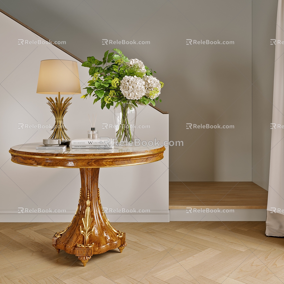 Round Table Entrance Table End View Table Entrance Cabinet Stair Round Table Aisle Decorative Cabinet Island Table Dining Table Decorations Table Lamp End View Table 3d model