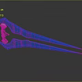 Futuristic Blue Sci Fi Weapon Featuring Double Pronged Spikes And Metal Parts