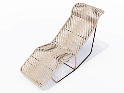 Stylish Modern Woven Beige Lounge Chair With Black Metal Frame Design 3d model
