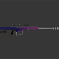 Shiny Purple And Silver Sniper Rifle With Scope Barrel And Decorative Design