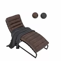 Brown Leather Chaise Lounge Sofa Stool With Gray Blanket And Metal Frame Design