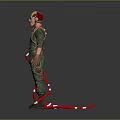 Helicopter Pilot in Green Flight Suit With Goggles Helmet and Red White Ropes