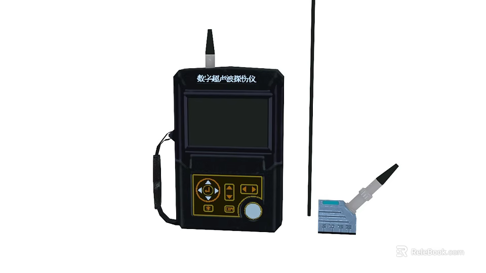 Digital Ultrasonic Flaw Detector Industrial Equipment Featuring Display Screen and Probe 3d model 