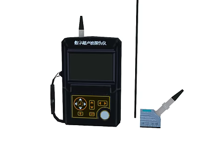 Digital Ultrasonic Flaw Detector Industrial Equipment Featuring Display Screen and Probe 3d model
