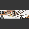 White Bus With Orange Brown Stripes And Modern Design Large Window Features 3d model