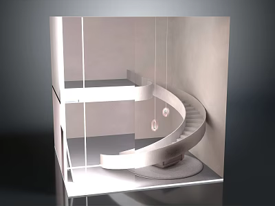 Contemporary Spiral Staircase With Glass Railings And Sleek Lines In Interior Design 3d model