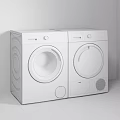 Two White Modern Washing Machines Side By Side With Digital Control Panels 3d model