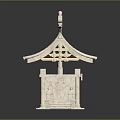 Traditional Chinese Stone Architecture Model With Ornate Roof Tiles Decorative Carvings And Base