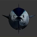 Sleek Tuna Fish With Blue Silver Body Black Fins And Tail On Dark Background