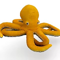 Soft Yellow Octopus Plush Toy With Curled Tentacles And Cute Eyes
