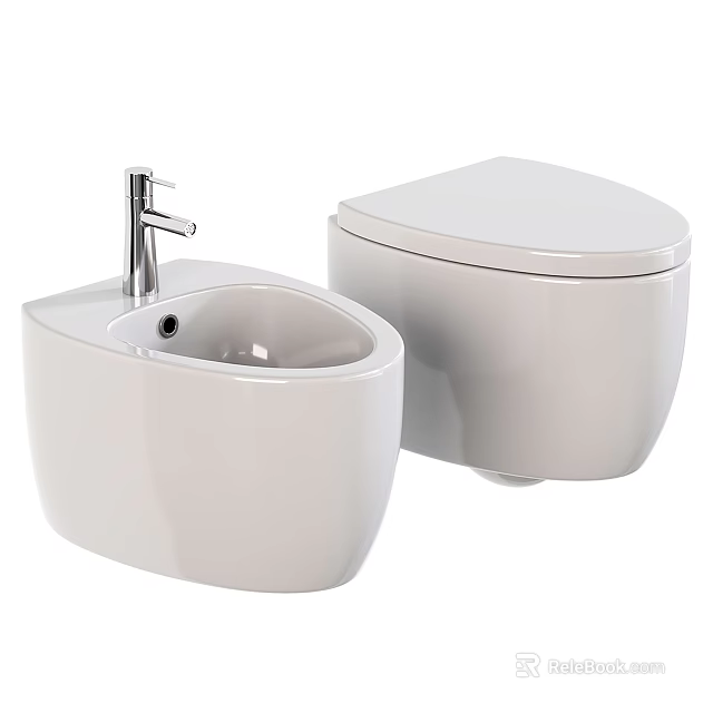 Modern White Toilet Design With Matching Basin For Contemporary Bathroom 3d model 