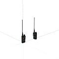 Two Black Walkie Talkies With Antennas LCD Screens And Control Buttons