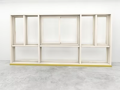 Minimalist White Wooden Casement Windows With Multiple Panes In Empty Room Setting 3d model
