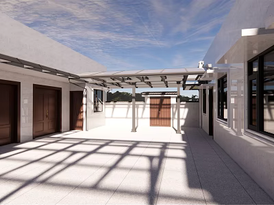 Modern Patio Awning With Transparent Roof And Support Structure For Outdoor Terrace 3d model