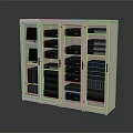 White Server Cabinet Furniture With Glass Doors And Internal Equipment Racks
