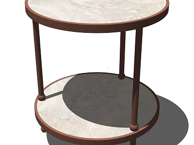 Modern Round Coffee Table With Marble Top And Brown Two-tiered Frame 3d model