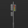 Outdoor Traffic Light with Red Yellow Green Lights Mounted On Metal Pole