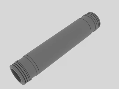 Gray Cylindrical Pipe Fitting With Threaded Ends For Industrial Applications 3d model