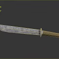 Vintage Metal Knife With Sharp Blade Brown Wrapped Handle And Reflective Surface On Dark Background
