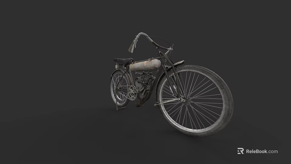 Vintage Bicycle with Classic Metal Frame Large Spoked Wheels and Leather Seat 3d model 